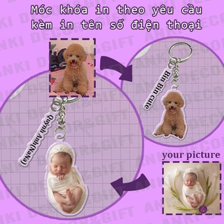 Móc khóa cắt theo viền tách nền theo yêu cầu, kèm treo tên số điện thoại tiện lợi, tránh mất chìa khómoscmica trong suốt