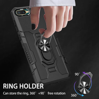 Dành Cho OPPO A5s / A7 / A12 / A11K / F9 Ốp điện thoại PC Cứng Mặt Sau Mềm TPU Edge Bảo Vệ Camera Giá Đỡ Nhẫn Chân Đế Chống Sốc Mỏng Vỏ