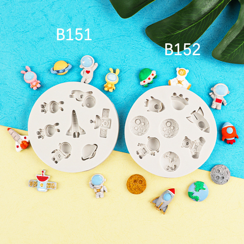 Hoạt Hình Vũ Trụ Phi Hành Gia Fondant Khuôn Silicon DIY Tên Lửa Hành Tinh Sáng Tạo Bánh Sinh Nhật Trang Trí Sô Cô La