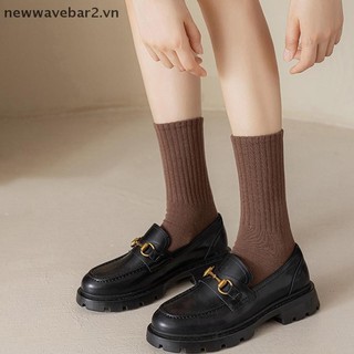 [Mới] Tất Nữ Đen Trắng Mùa Thu Đông Giữa Ống Tất Hàn Quốc Ins Xu Hướng Cà Phê Cotton Retro Thiết Kế Tất Cho Học Sinh.