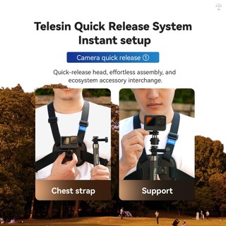 Telesin Camera Thể Thao Ngực Mount Harness Phát Hành Nhanh Dây Đeo Ngực Thay Thế Cho Hero 12 / 11 / 10 / 9 DJI OSMO Action Insta360 X4 / X3 Phụ Kiện Camera Hành Động