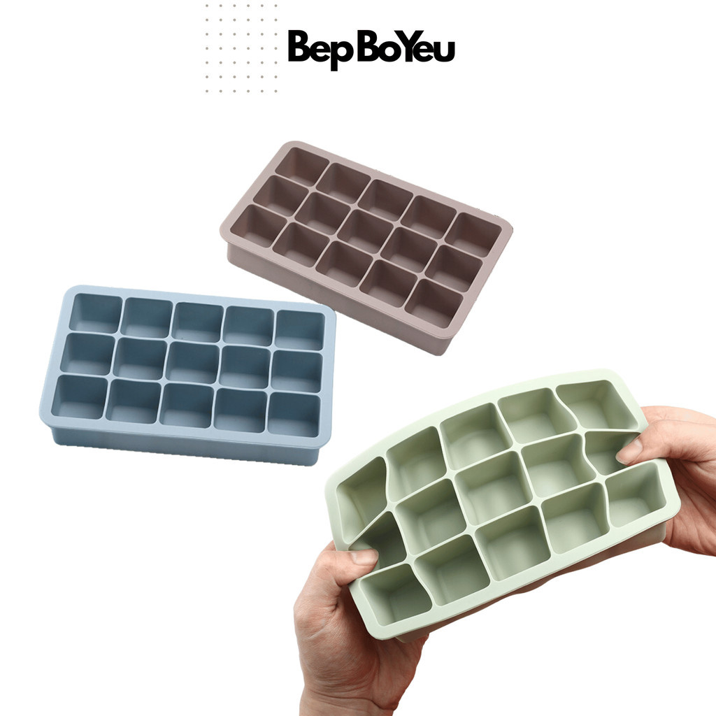 Khay đá silicon cao cấp có nắp, không BPA, dễ vệ sinh, bền chắc