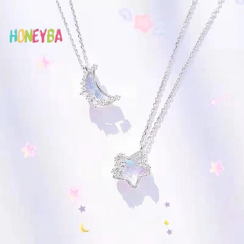 < Honeyba > Vòng cổ mặt dây chuyền hình trái tim pha lê thời trang đơn giản dành cho nữ Cô gái Tính khí Vòng cổ giả tưởng thanh lịch Quà tặng trang sức