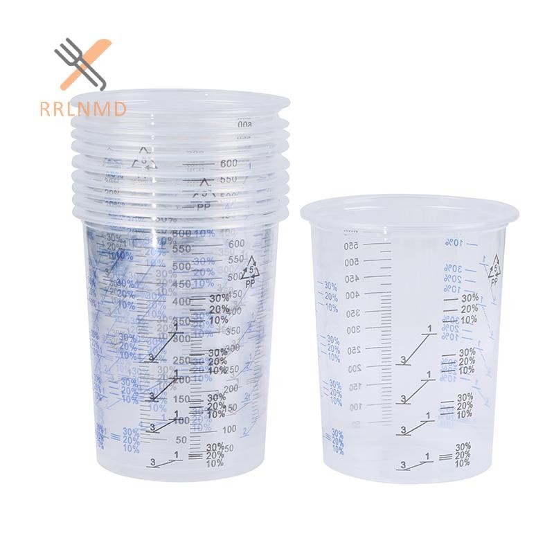 Rrlnmd 10 Chiếc 600ml Sơn Nhựa Trộn Cốc Trộn Sơn Trộn Hiệu Chuẩn Cốc MỚI