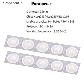 Airpeccutin 10 Chiếc Ntag213 Ntag215 NFC Tag Sticker 13.56 MHz ISO14443A Nhãn Điện Thoại Có Sẵn RFID Nhãn Dính EN