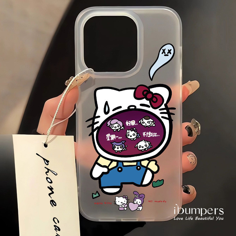 ibumpers Ốp Điện Thoại iPhone Dễ Thương Họa Tiết Hello Kitty Ốp Lưng Trong Suốt Nhám Mờ Chống Bẩn Chống Sốc Cho IPhone 16 15 14 12 13 11 Pro Max IP 7 8 Plus X XS XR