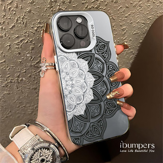 ibumpers Ốp Điện Thoại iPhone Họa Tiết Mandala Bohemian Tinh Tế Cho IPhone 16 15 14 12 13 11 Pro Max Ốp Lưng IMD Cứng Và Nhẵn