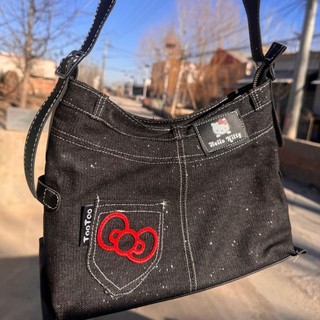 2026 Hợp Thời Trang Denim Đi Lại Mới Cao Cấp Niche Thường Ngày Đa Năng Dung Tích Lớn Một Vai Dây Kéo Túi Tote