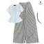 Sét Bộ Quần Đũi Xốp Kẻ Sọc Vằn + Mix Áo Thun Tăm Croptop trơn Dáng Ngắn-THU BIO98