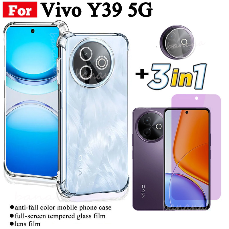 Ốp Điện Thoại Chống Sốc Vivo Y39 5G Cho Vivo Y04 Y03 Y03T Y18 Chống Gián Điệp Bảo Vệ Toàn Diện Kính Cường Lực Bảo Vệ Màn Hình Và Phim Ống Kính