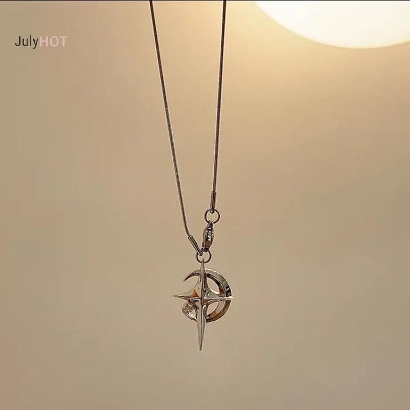 Julyhot Mặt Trăng Sang Trọng Ngôi Sao Mặt Dây Chuyền Galaxy Vòng Cổ Nữ Thoáng Mát Cổ Dây Xích Xương Đòn Phong Cách Hàn Quốc Trang Sức Thời Trang Đảng Quà Tặng Massivedeals