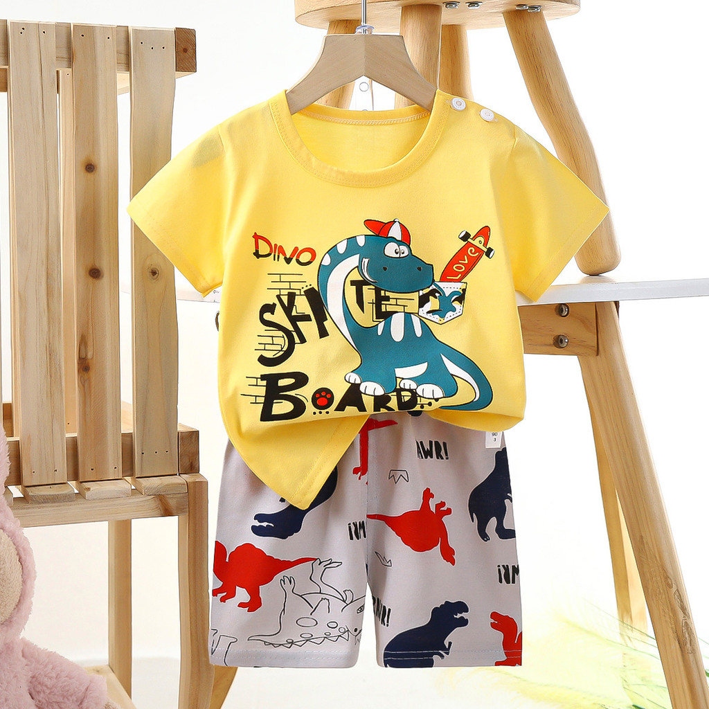 Trẻ Em Cotton Nguyên Chất Ngắn Tay Phù Hợp Với Bé Trai Bé Gái Mùa Hè Mỏng Phong Cách Thoáng Khí Hai Mảnh Áo Thun Tay Ngắn Top​ 73.-130 Kích thước BPRZ