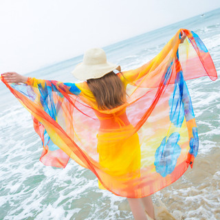 Khăn choàng lụa chiffon dài in hình, chống nắng mùa xuân hè, dùng làm khăn tắm biển hoặc choàng cổ mẹ Hàn Quốc 4.11 SMGD