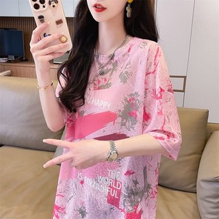 Áo thun ngắn tay dài vừa in thuốc nhuộm cho nữ, size 202 mimemu1.my20250410