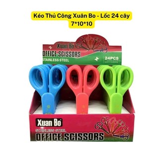 [2 Cái] Kéo Cắt Giấy Xuan Bo, Kéo Học Sinh Mini Có Nắp Đậy