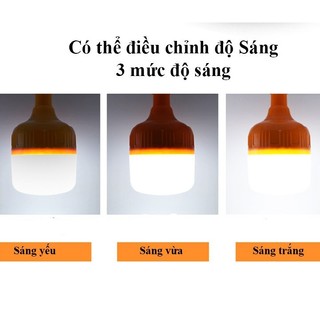 Bóng đèn tích điện 100w siêu sáng có móc treo tiện lợi dùng khi mất điện dã ngoại