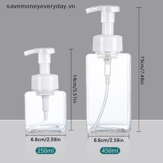 [savemoneyeveryday] 250 / 450ml Sữa rửa mặt Mousse Máy phân phối bọt Chai bơm nhựa Chai rỗng có thể đổ lại cho mỹ phẩm làm sạch du lịch [vn]
