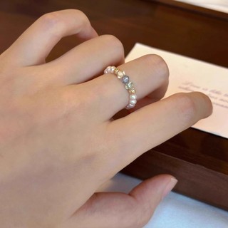 [Ưu đãi đặc biệt] Nhẫn Ngọc Trai Nhiều Màu Sắc Hạt Séc Nhẫn Nữ Pháp Nhỏ Hoàn Hảo Vòng Tròn Ngọc Trai Ánh Sáng Sang Trọng Cao Cấp Đơn Giản Nhẫn Học Sinh