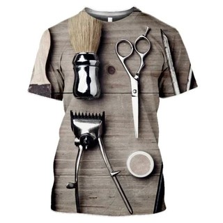 Ngộ nghĩnh Cắt Tóc Đồng Nhất Nam Áo Thời Trang Hip Hop Bông Tai Kẹp 3D Tùy Chỉnh In Tee Cổ Tròn Quá Khổ Tay Ngắn Rời Áo