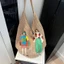Túi Tote Dệt Kim FUJIOU, Túi Đeo Vai Dệt Phong Cách Bohemian Ngọt Ngào, Sáng Tạo Rỗng Ra Hoạt Hình Thêu Móc Túi Đi Biển Mùa Hè