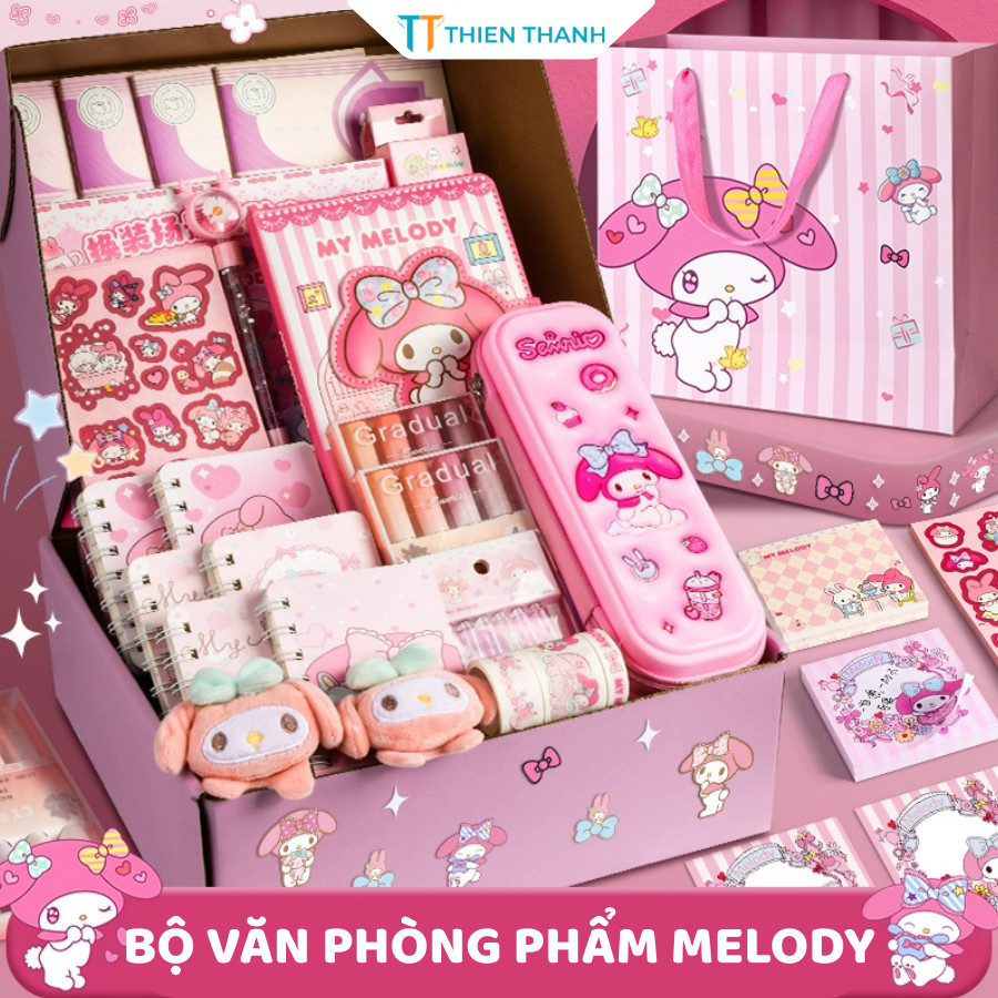 Hộp quà văn phòng phẩm hoạt hình cho bé – Bộ quà tặng sinh nhật đồ dùng học tập đáng yêu và tiện ích
