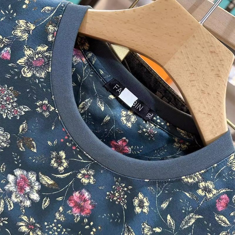 Áo thun nam ngắn tay thời trang mùa hè Retro đặc trưng phù hợp với cổ tròn Slim Fit