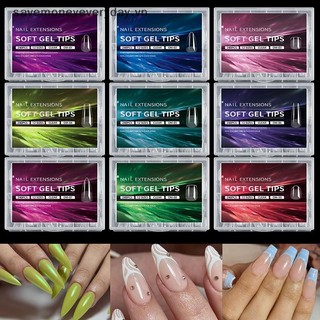 [savemoneyeveryday] Bấm vào móng tay Đầu Gel mềm Quan tài Full Cover Acrylic giả Gel UV Hệ thống mở rộng móng tay hình bầu dục Đầu móng tay giả điêu khắc hạnh nhân [vn]