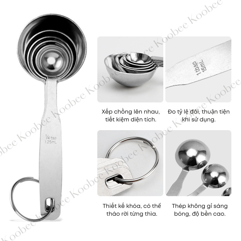 Bộ Thìa Đong Inox Định Lượng Gia Vị KOOBEE Cao Cấp Dùng Làm Bánh, Nấu Ăn Và Pha Chế | 274