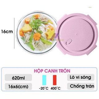 Hộp cơm thủy tinh tròn cao cấp có nắp hút chân không đựng thực phẩm đa năng