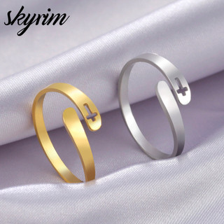 Skyrim Nhẫn Nữ Rỗng Thiết Kế Chữ Thập Mở Có Thể Điều Chỉnh Quà Tặng Trang Sức Thời Trang