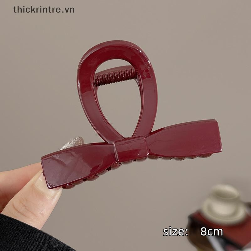 THI Nữ Lớn Màu Đỏ Đậm Vuốt Tóc Barrettes Kẹp Tóc Nhựa Đuôi Ngựa Kẹp Tóc Bé Gái Cao Cấp Kẹp Tóc Phụ Kiện VN