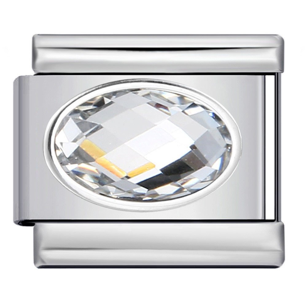 Hình Bầu Dục Đá Màu Ý Mô Đun Vòng Tay Birthstone Thép Không Gỉ DIY Đơn Giản Đa Năng Vòng Tay Phụ Kiện