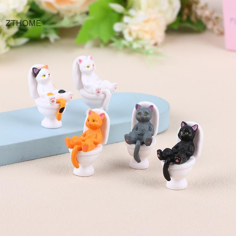 Zthome 1Pc Nhà Vệ Sinh Series Hình Mèo Thu Nhỏ Dễ Thương Dài Lasg Tượng Mèo Đẹp Cho Văn Phòng Mini Nhà Búp Bê Trang Trí HOT