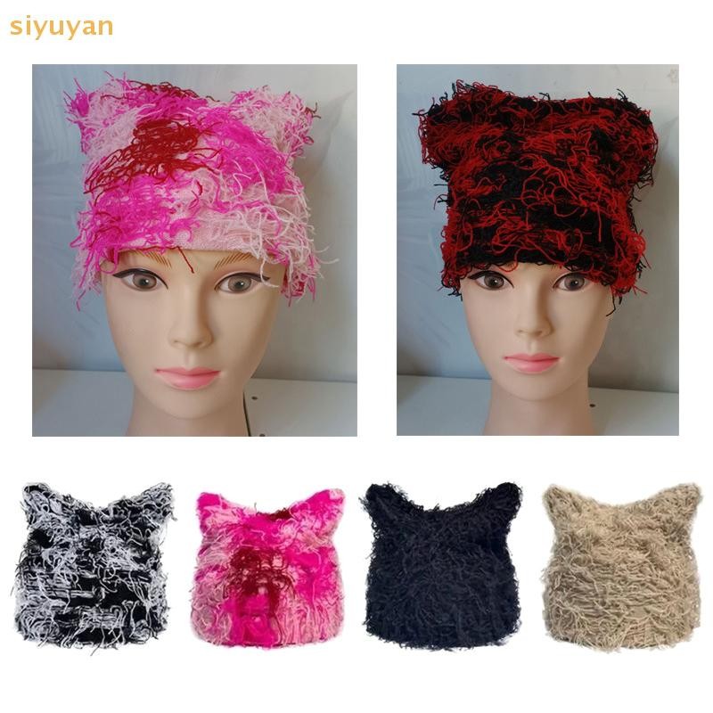 Siyuyan 1 Mũ Dệt Kim Tai Dễ Thương Unisex Thời Trang Đường Phố Punk Hip Hop Mũ Balaclava Beanies Mùa Thu Đông Mũ Dành Cho Nữ VN