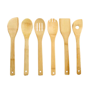Dụng cụ nhà bếp nấu ăn bằng gỗ 6 món Bộ thìa gỗ lớn 11,5 Inch hữu cơ Nĩa và Turner để nấu ăn Bộ dụng cụ nhà bếp (6 bộ hỗn hợp)