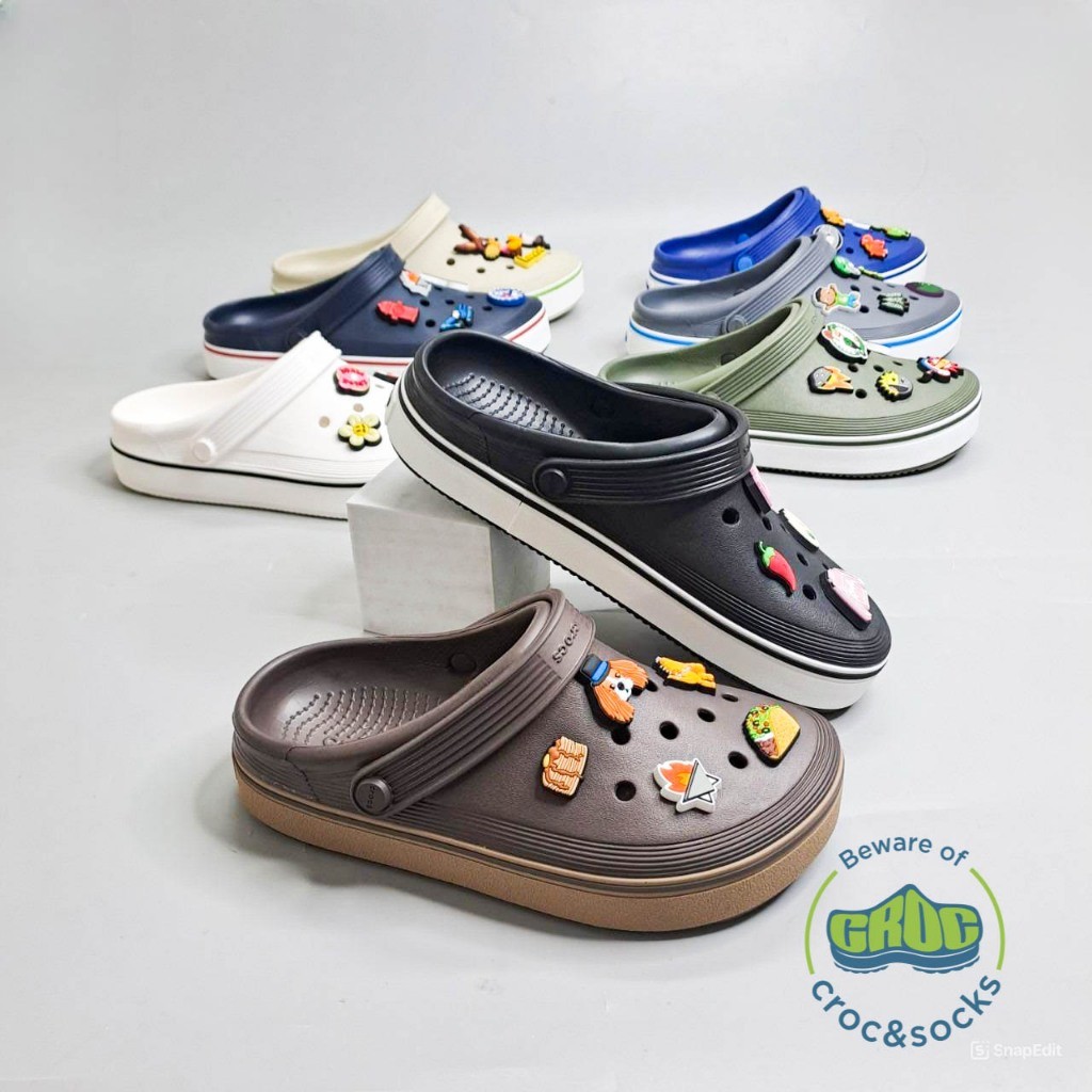 Dép band clean nhiều màu nam nữ tặng jibbitz sticker 2D, dép sục cross ...