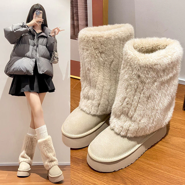Giày Nữ Size Lớn 35-43 Giày Bốt Tuyết Đế Dày Lót Lông Cừu Ấm Áp Mùa Đông Giày Cotton Giày Tuyết Giày Nữ Giày Bốt Nữ Giày Bốt Nữ Giày Bốt Ngắn Nữ Giày Bốt Ngắn Giày Bốt