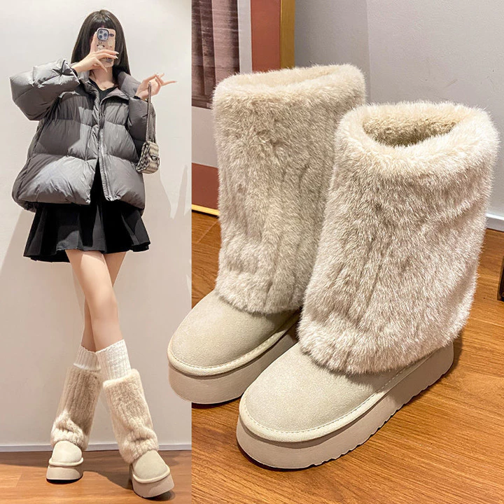 Giày Nữ Size Lớn 35-43 Giày Bốt Tuyết Đế Dày Lót Lông Cừu Ấm Áp Mùa Đông Giày Cotton Giày Tuyết Giày Nữ Giày Bốt Nữ Giày Bốt Nữ Giày Bốt Ngắn Nữ Giày Bốt Ngắn Giày Bốt