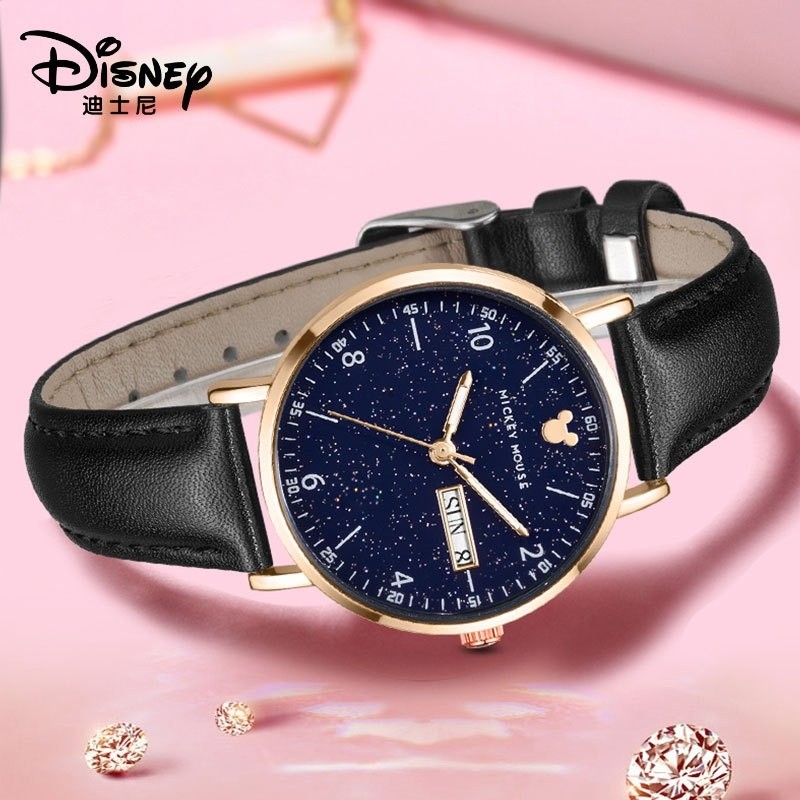 Disney Chính Thức Chính Hãng Mickey Series Hợp Thời Trang Đồng Hồ Đeo Tay Phong Trào Thạch Anh Dây Da Đồng Hồ Nữ Đồng Hồ Học Sinh Đơn Giản Phù Hợp Với Bầu Trời Đầy Sao Mặt Số Chống Thấm Nước Lịch Kép Birthd