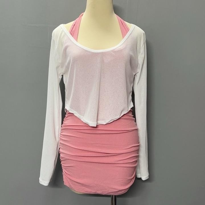 Sét đầm choàng cổ áo khoác ngoài( áo khoác lụa đầm gân) Thun