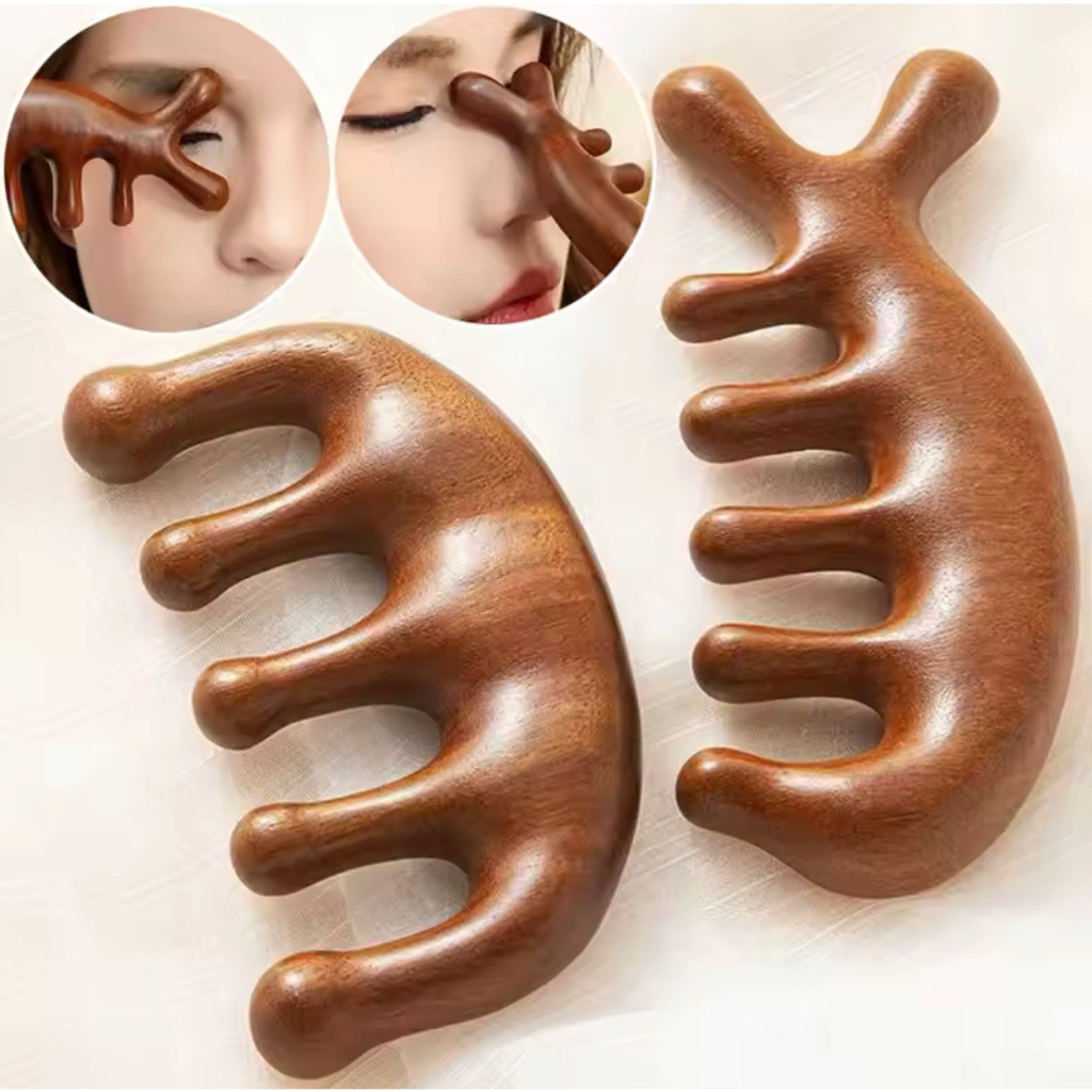 Cơ Thể Kinh Tuyến Massage Lược Bắt chước Gỗ Đàn Hương Năm Răng Rộng Lược Châm Cứu Trị Liệu Tuần Hoàn Máu Chống Tĩnh Điện Tóc Mịn