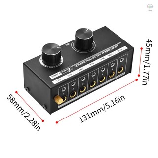 Bộ chuyển đổi chọn tín hiệu âm thanh 6 trong 1 ra 6 đầu vào & 1 đầu ra Bộ chuyển đổi chọn nguồn đầu ra Công tắc chọn tín hiệu âm thanh cho tai nghe và loa có điều khiển âm lượng cho người yêu nhạc