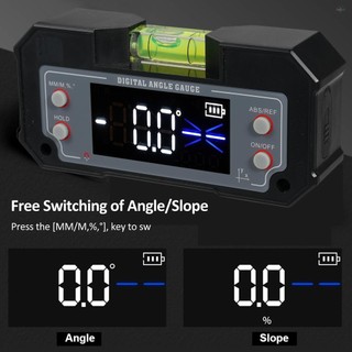 Máy đo góc kỹ thuật số, độ nghiêng, trục XY cho chế biến gỗ/in 3D, cơ sở từ tính mạnh 4 x 90° với màn hình rõ
