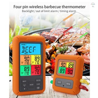 Nhiệt kế thịt không dây với 4 đầu dò 328Ft Màn hình đèn nền LCD đầy màu sắc tầm xa Hẹn giờ đếm ngược Báo động nhiệt độ Nhiệt kế BBQ từ xa kỹ thuật số cho lò nướng Barbeque Ki