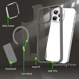 Ốp điện thoại Acrylic mờ vàng titan sa mạc Vỏ khung vô hình từ tính cho IPhone 16 15 14 Plus 13 12 11 Pro Max 360 ° Vỏ bảo vệ chống rơi Vỏ sạc không dây