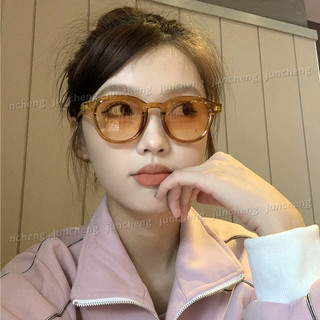 Retro Tròn Chống Bức Xạ Kính Nam Nữ Thời Trang Màu Nâu Cổ Điển Cơm Trang Trí Móng Tay Kính Mát Chống Tia UV