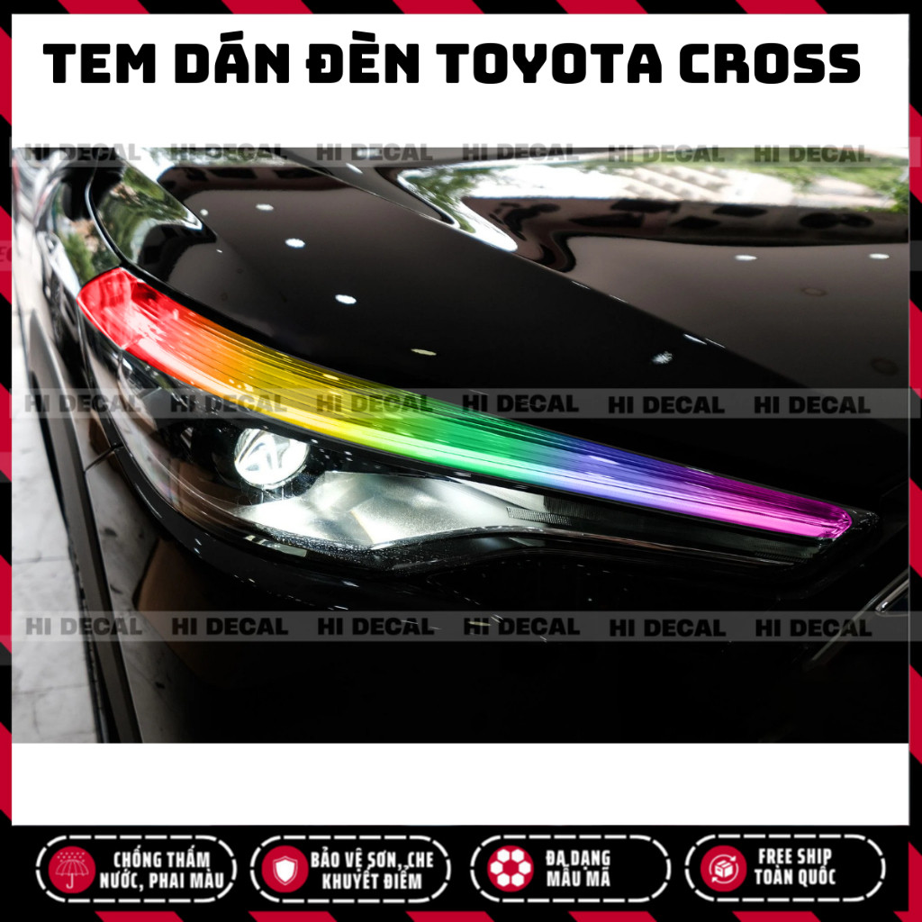 Tem dán đèn Corolla Cross form cũ, decal trang trí đèn Cross bền màu chống xước