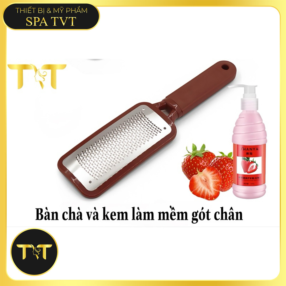 Combo Bàn Chà Gót Chân Kèm Kem Làm Mềm Da 200ml Hỗ Trợ Loại Bỏ Da Chết Chai Chân