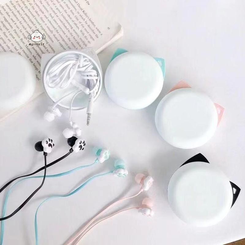 Tai nghe có dây 3,5 mm có thể dành cho bé gái Tai nghe nhét tai Paw dễ thương có Mic Gaming Tai nghe nhét tai âm nhạc nổi cho {VN}
