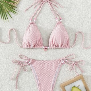 Đồ Bơi Nữ Chấm Dệt Trái Tim Dây Hai Mảnh Bikini Đồ Bơi